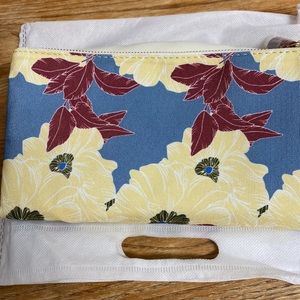 Rachael Pally Clutch, NIB yellow canvas floral print foldable clutch.